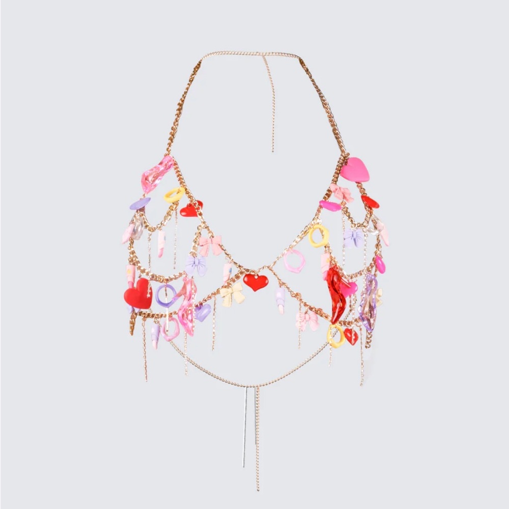 Charm Chain Bra with matching necklace set